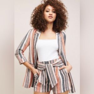 Dynamite Lightweight Linen Style Blazer Pink Gray Off White Jacket Size Medium